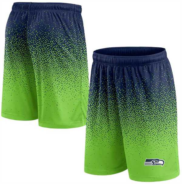 Men's Seattle Seahawks Navy/Neon Green Ombre Shorts Men's Seattle Seahawks Navy/Neon Green Ombre Shorts